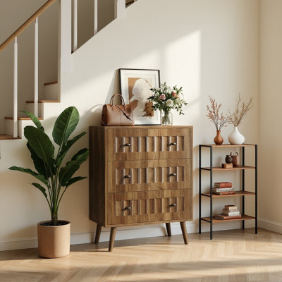 Commode 3 tiroirs moderne en noyer