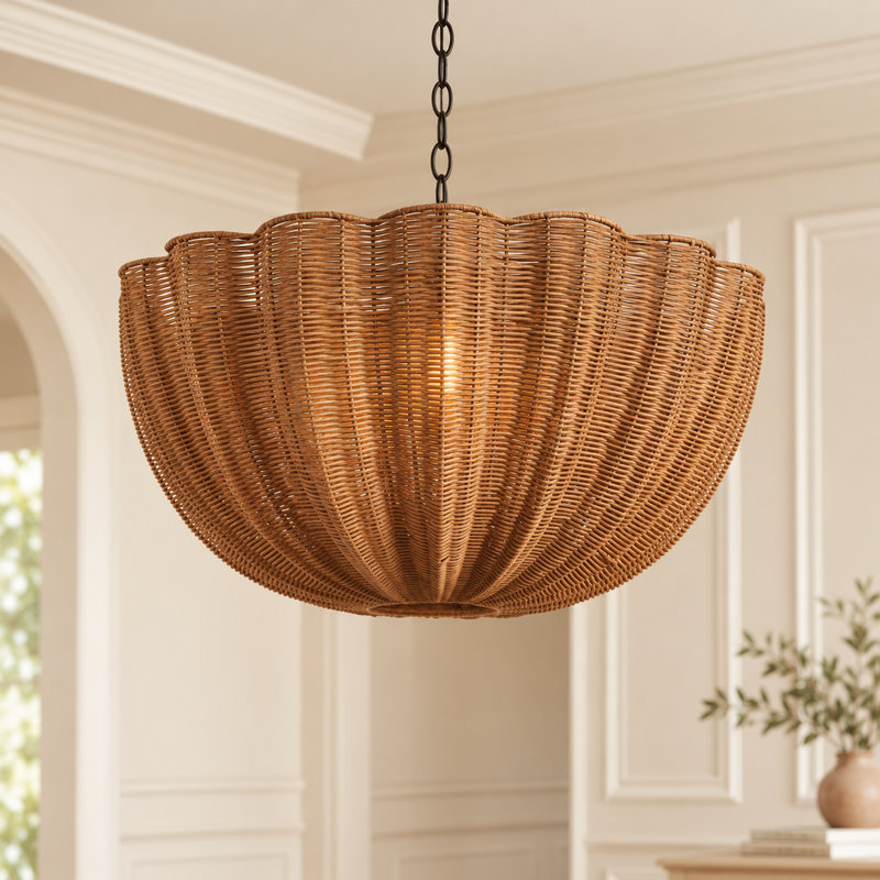 Lustre en rotin à 4 lumières