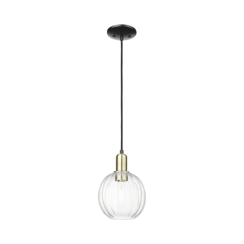 Downtown Urban - Cecil - Mini-luminaire suspendu à cordon sphérique 1 lumière de 7 po - Finition nickel brossé satiné - Abat-jour transparent