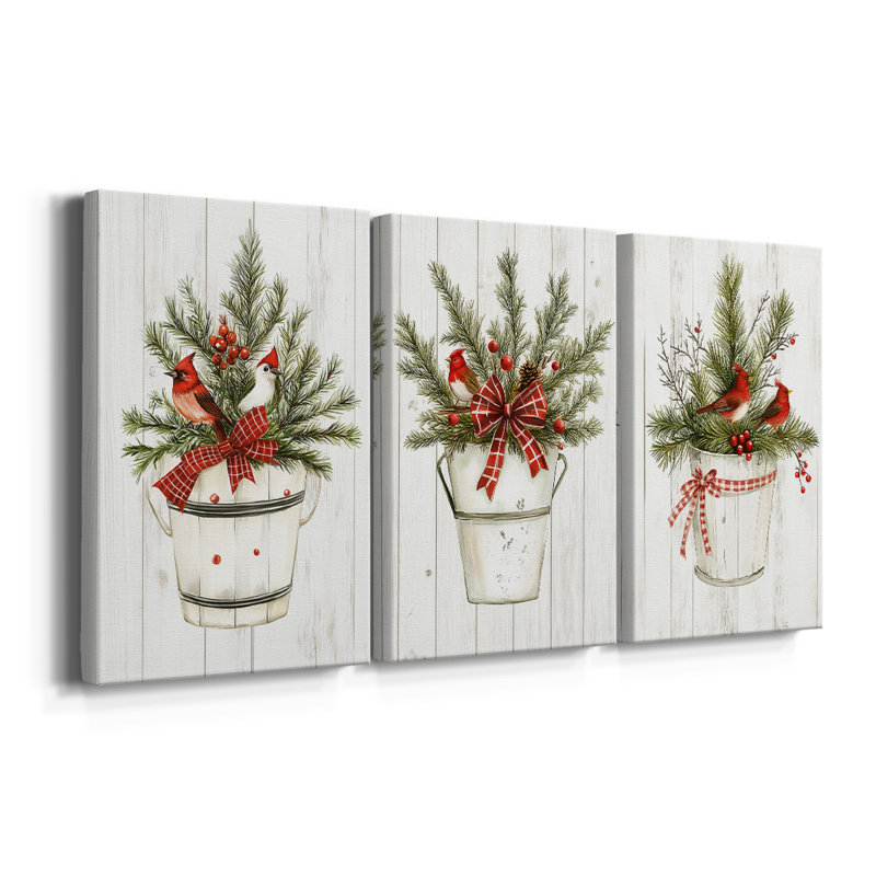 Fêtes de Noël Cxxix - Toile tendue avec châssis - 3 pièces, H 36 po x l 72 po