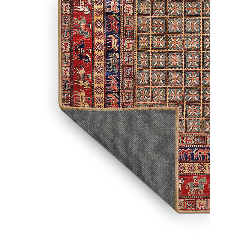 Tapis oriental vert / beige / rouge, Rectangle 8 pi x 10 pi