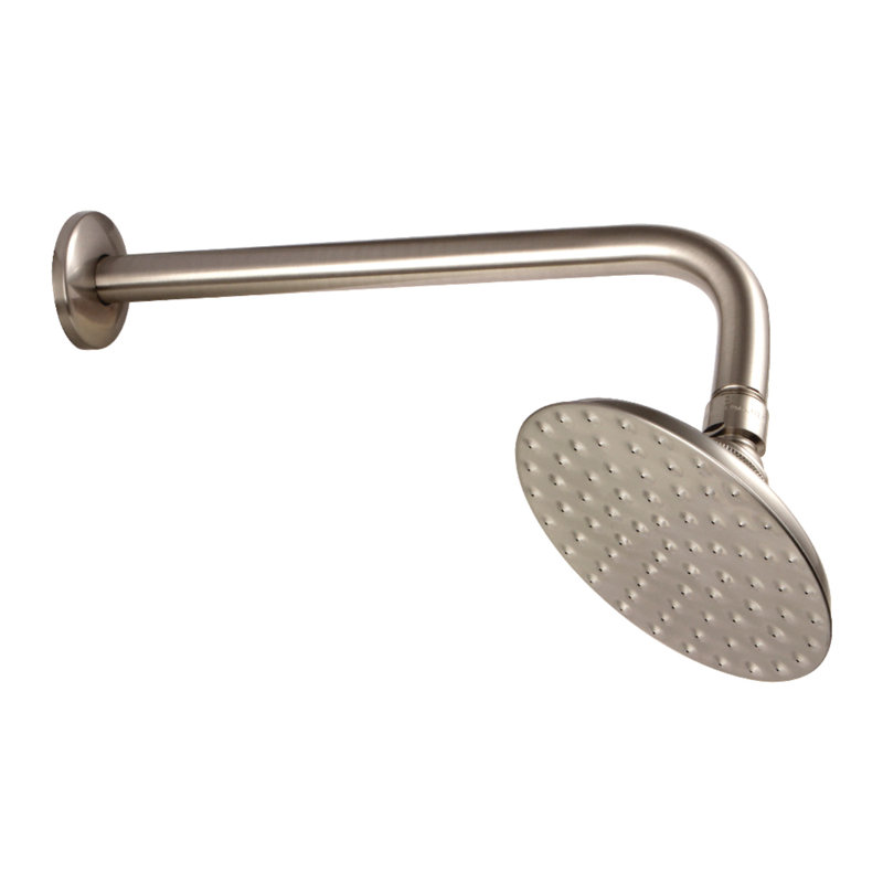 Kingston Brass Victorian 5-1/4-Inch Round Raindrop Brass Shower Head with 12-Inch Shower Arm, Brushed Nickel
