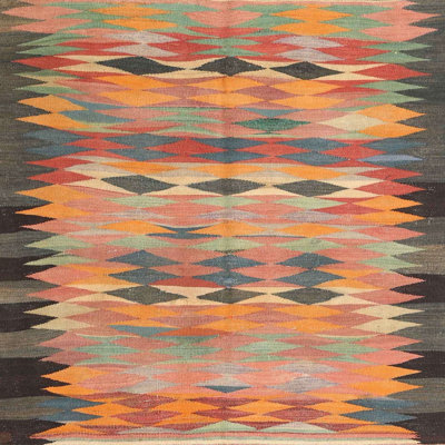 Tapis contemporain orange / jaune / noir