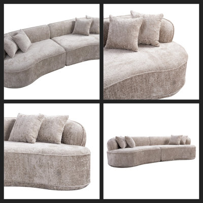 Modern Curved L-Shape Luxury Sectional Sofa – Oversized, Minimalist & Comfy Sleeper Couch for Living Room, No Assembly Needed