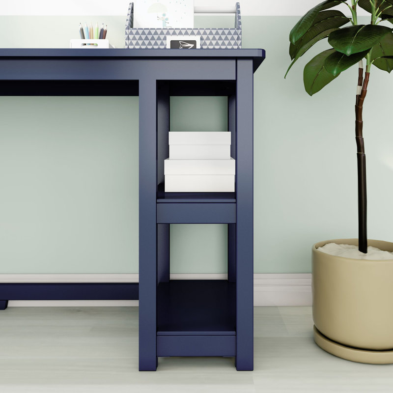 Grand bureau avec tablettes Lalitha, Bleu