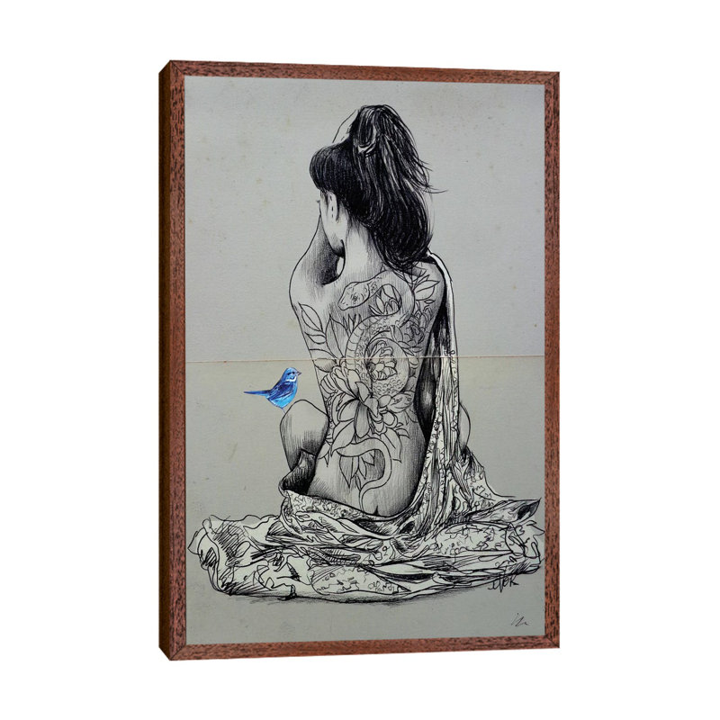 Hope And Serpent by Loui Jover - Painting on Canvas, Classic Brown Wood Floater Framed, 66.04cm H x 45.72cm W x 3.81cm D