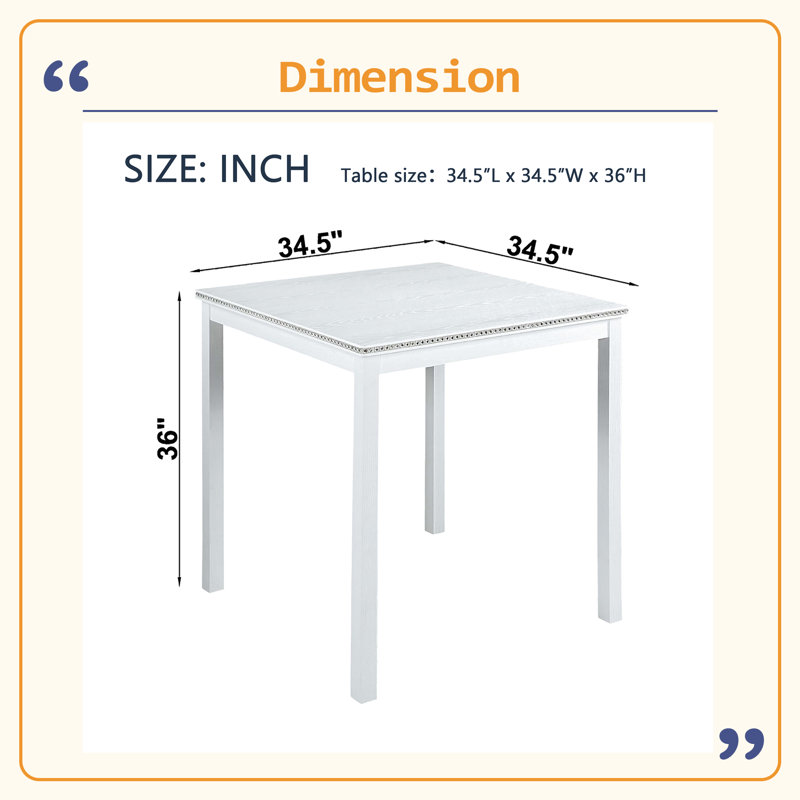Table de salle à manger solide et moderne en bois massif, table de cuisine pour petit espace, table de comptoir pour 4 personnes