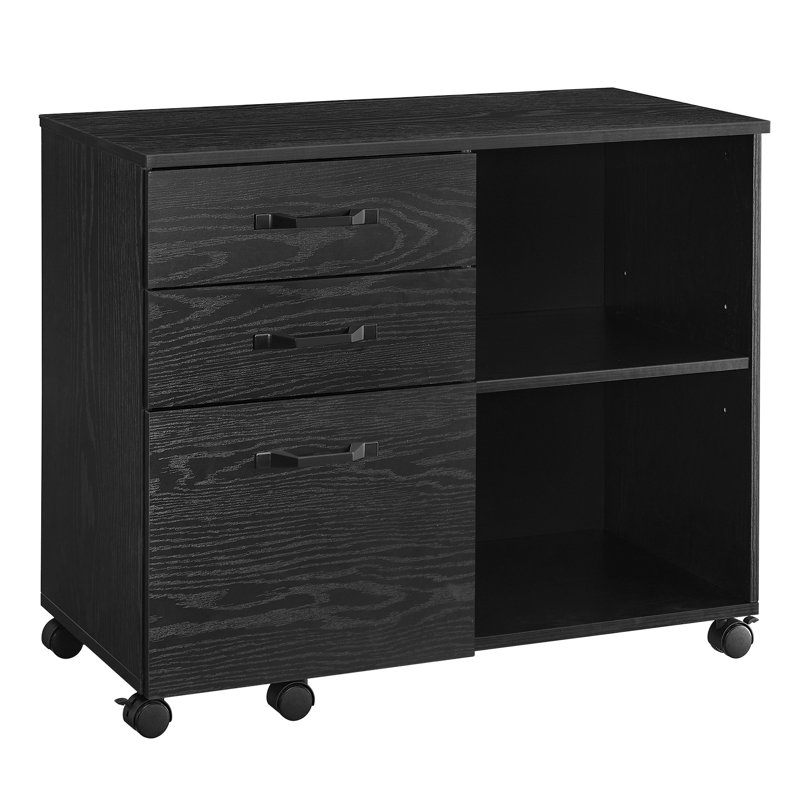 Bryam 80 cm W 3 -Drawer Filing Cabinet, Black