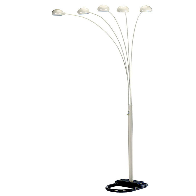 Lampe sur pied 84 "à cinq lumières avec abat-jour blanc 84"