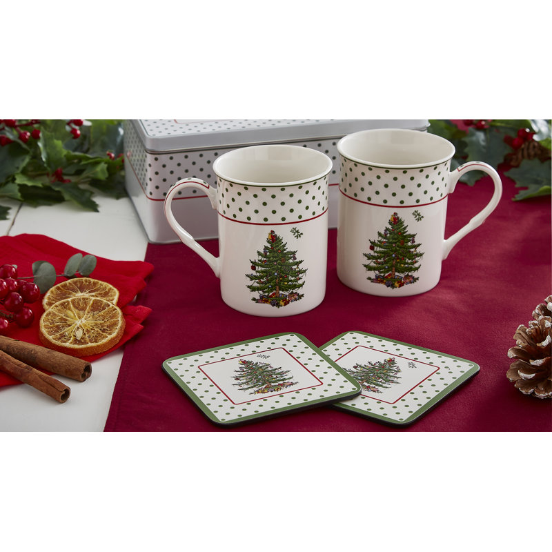 Christmas Tree POLKA DOT MUG AND TIN SET