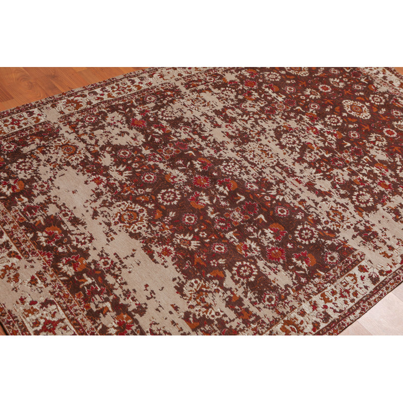 Tapis brun en coton Dimonte