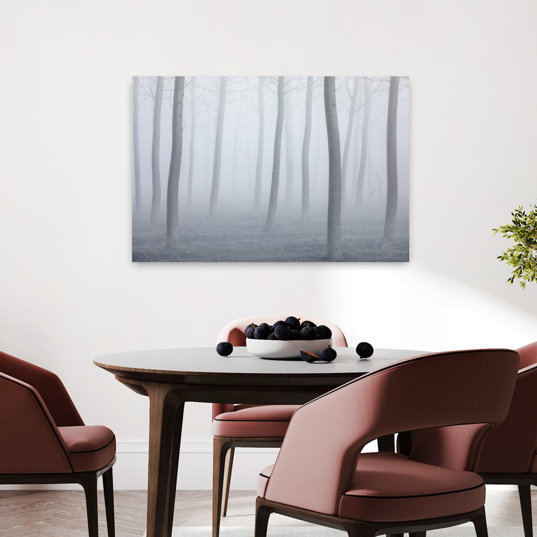 Foggy Forest Walk Dreamy Ethereal Minimalist Forest Landscape Wall Art Print