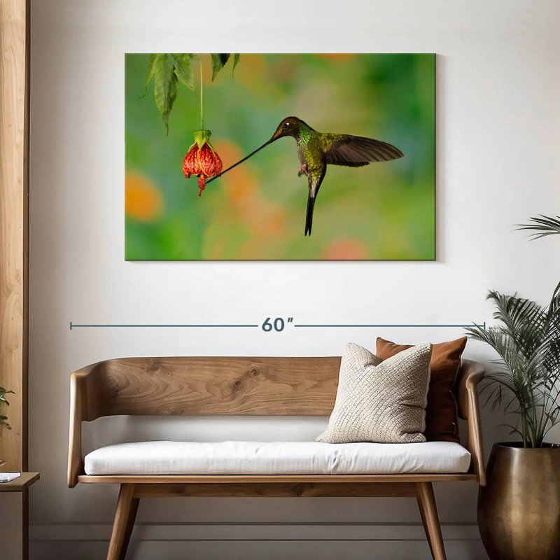 Hummingbird Eating Nectar, 30" H x 45" W