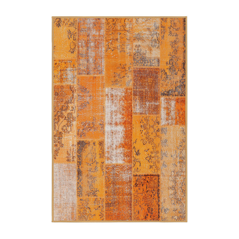 Tapis contemporain jaune, Rectangle 6 pi x 9 pi