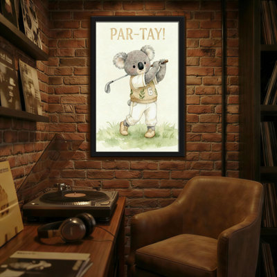 Animaux Koala jouant au golf avec club et numéro six