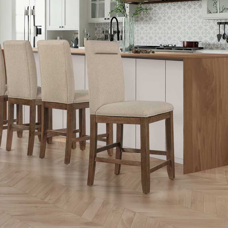 Tabouret de comptoir en bois massif Applegate, Brun caramel, Beige
