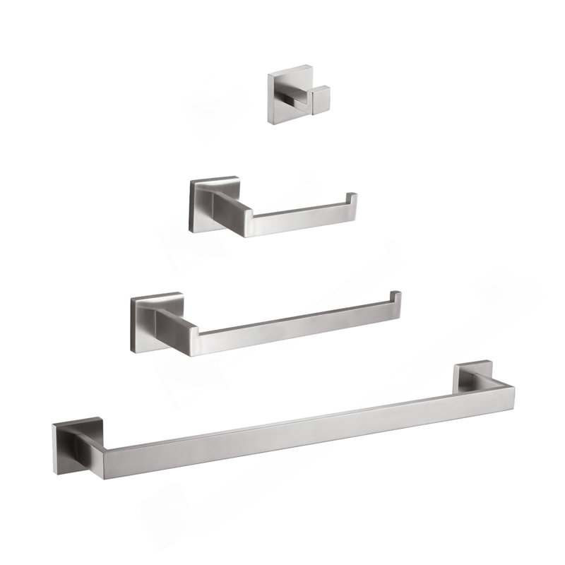 Ensemble de quincaillerie de salle de bain 4 pièces, Nickel brossé