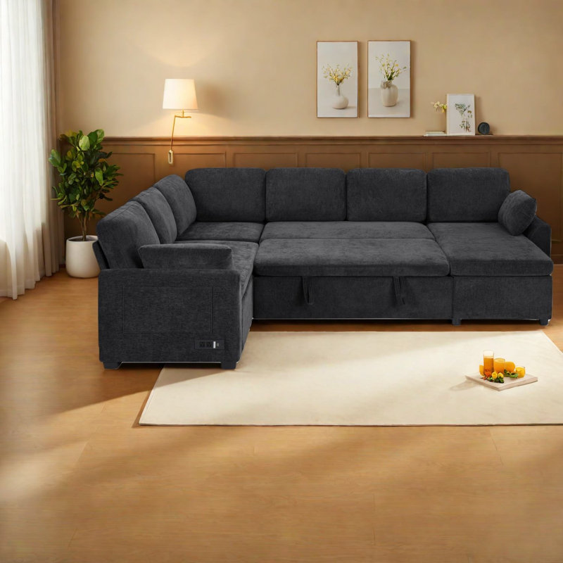Canapé-lit modulaire convertible en U en chenille pour la maison