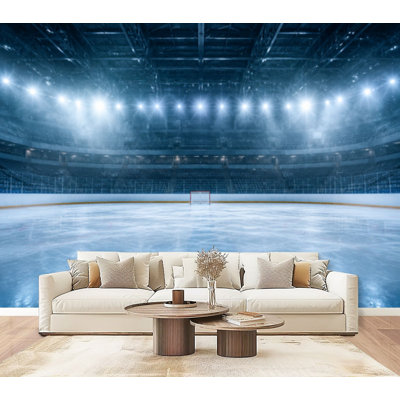 Dramatic ice hockey Sports Wall Mural Peel and Stick Wallpaper Modern Self Adhesive Wall Decor for Bedroom Living Room 69" L x 96" W