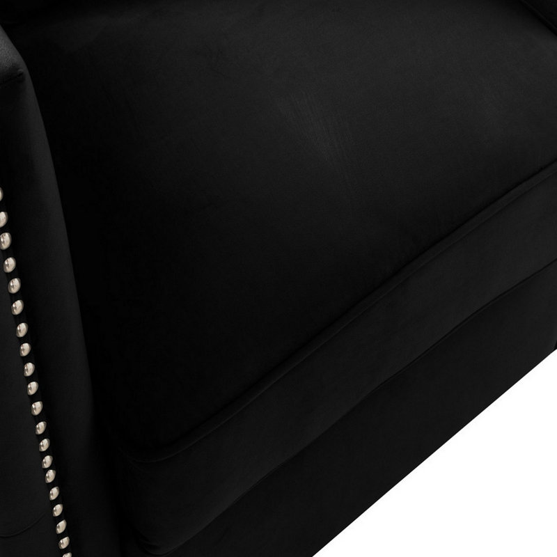 Fauteuil en velours capitonné l 34 po Curie, Velours noir