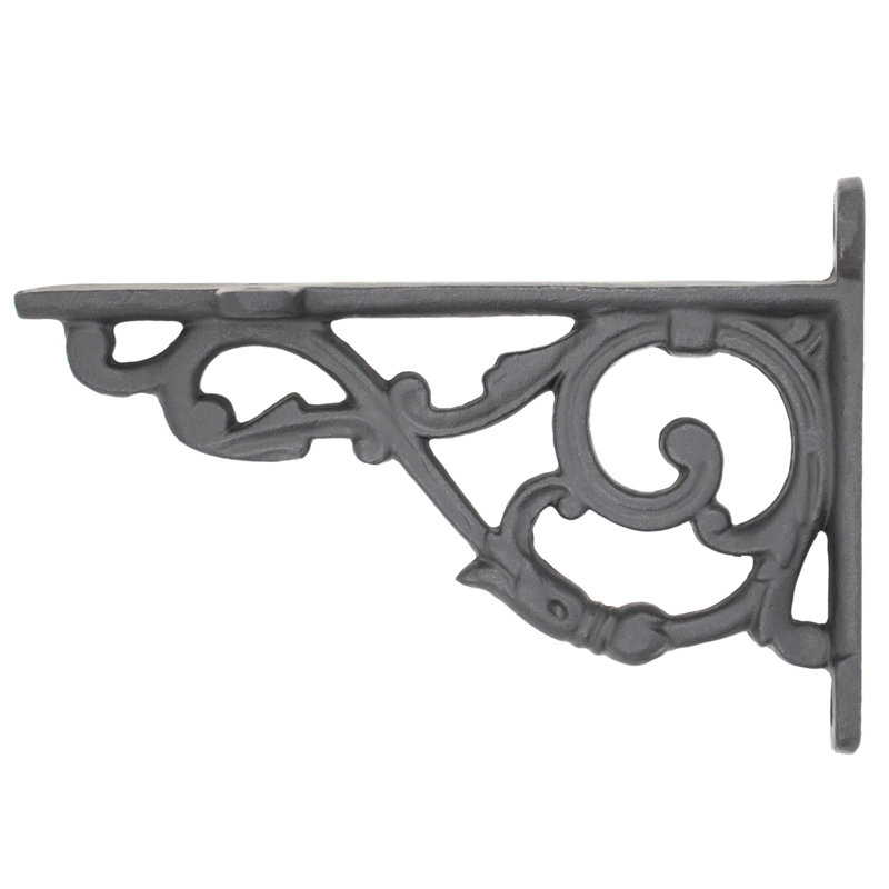 Lillith 4" x 6" Oil-Blackened Cast Iron Victorian Shelf Brackets (Set of 2)