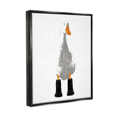 " White Duck Wearing Rain Boots Portrait " by Kamdon Kreations Painting Print