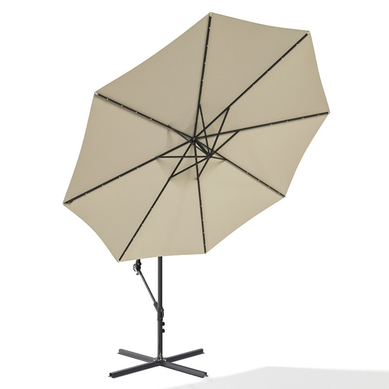 Seraphina 3m Cantilever Parasol with LED Light, Beige