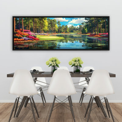 Lake Flowers - Red Framed Canvas Art for Home Decor