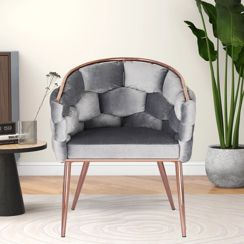 Chaise de salle à manger rembourrée en velours tissé, gris