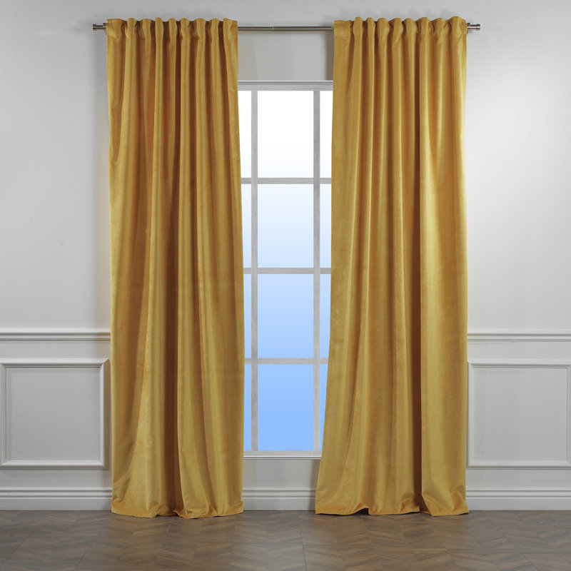 Rideau simple extra long et extra large en velours mat luxueux, 62 - jaune, L 52 po x L 72 po