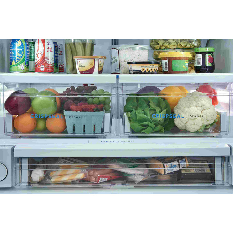36" Black Stainless Steel French Door Refrigerator with Ice Maker