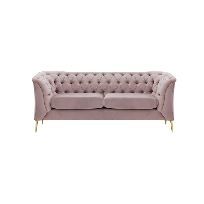 Burnham 2 Seater Velvet Sofa, 74cm H X 183cm W X 80cm D, Pink