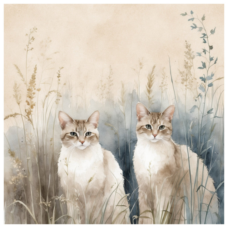 Two Cats In Grass Bath Mat, 24in W x 17in L