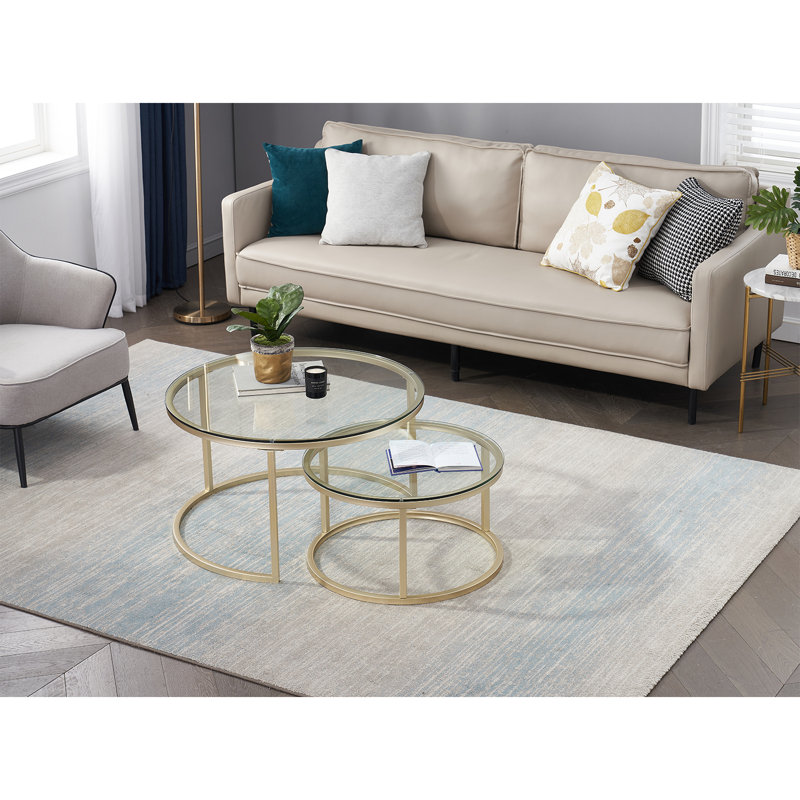 Frame Coffee Table, Clear, Gold, Glass
