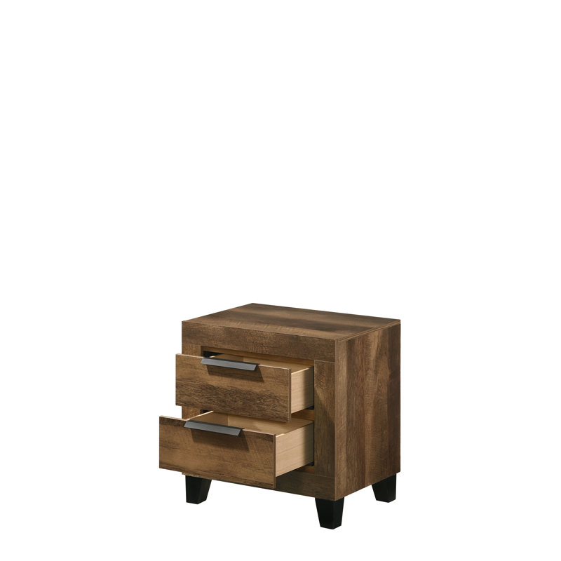 Bari 2-Drawer Nightstand in Rustic Oak