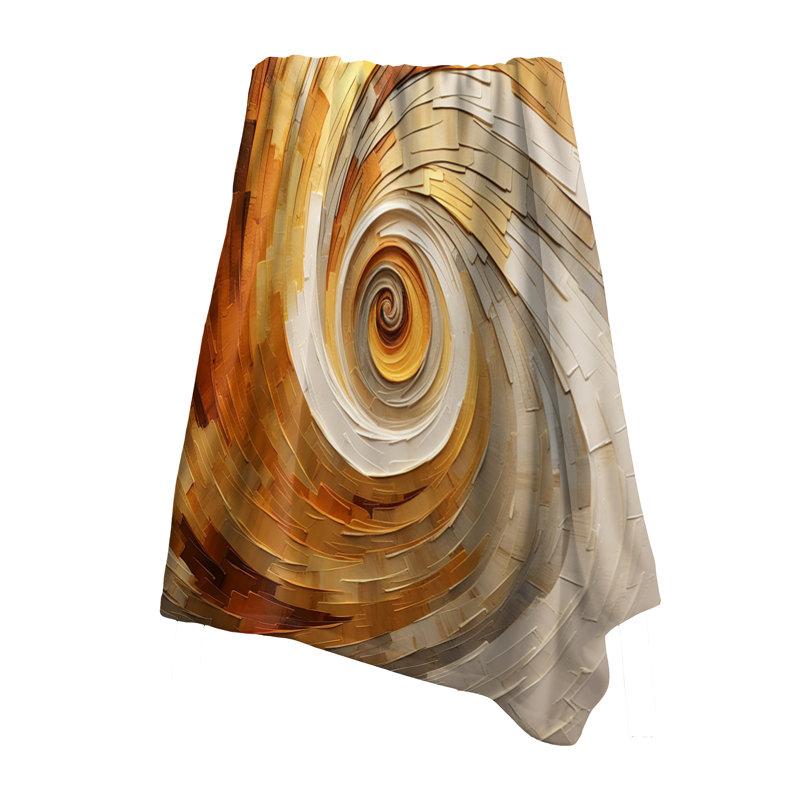 Jeté Gold Beige Spiral Potteries I - Abstract Spirals