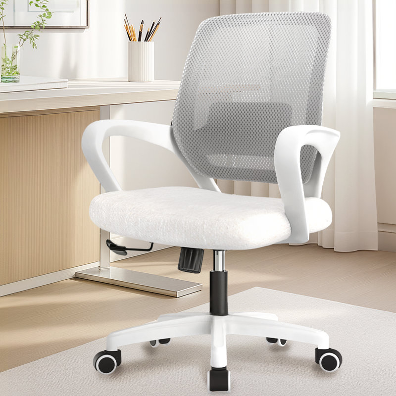 Chaise de bureau ergonomique en filet à dossier moyen Nectara, Ivoire ivoire