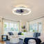 Ventilateur de plafond moderne à DEL avec lumière et télécommande, fandelier à anneaux à intensité variable, ventilateur de plafond encastré à profil bas, ventilateur de plafond minimaliste blanc pour la cuisine du salon de la chambre à coucher