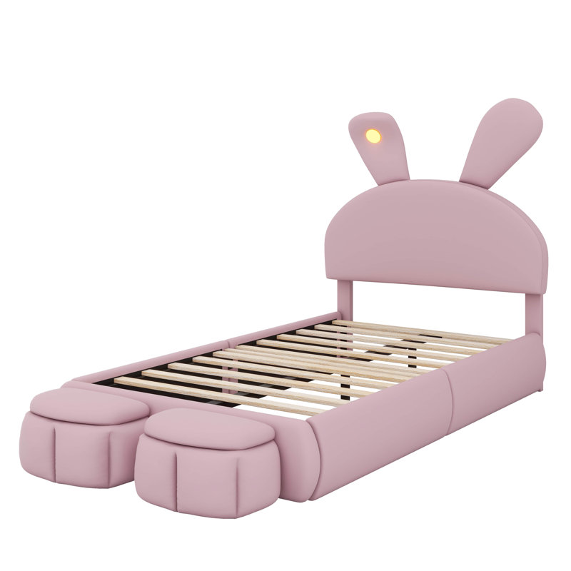 Lit plateforme tapissier simple avec oreilles de dessin animé ludiques