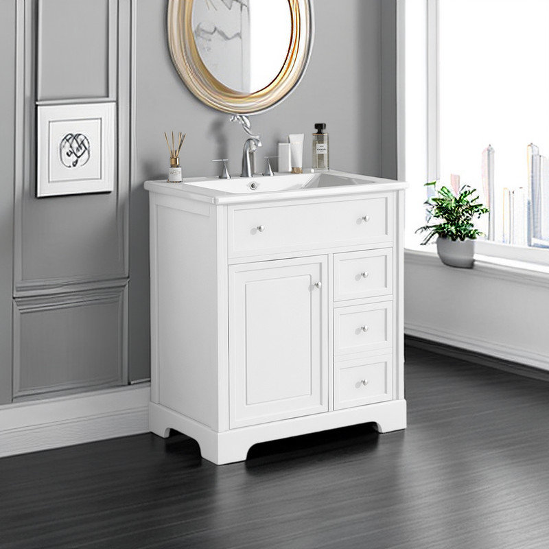 Winston Porter Bayview 30'' Single Bathroom Vanity with Ceramic Top ...