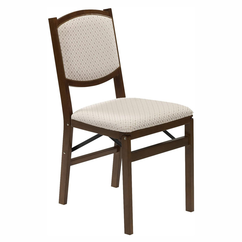Brown Upholstered Wood Folding Dining Chair Set of 2