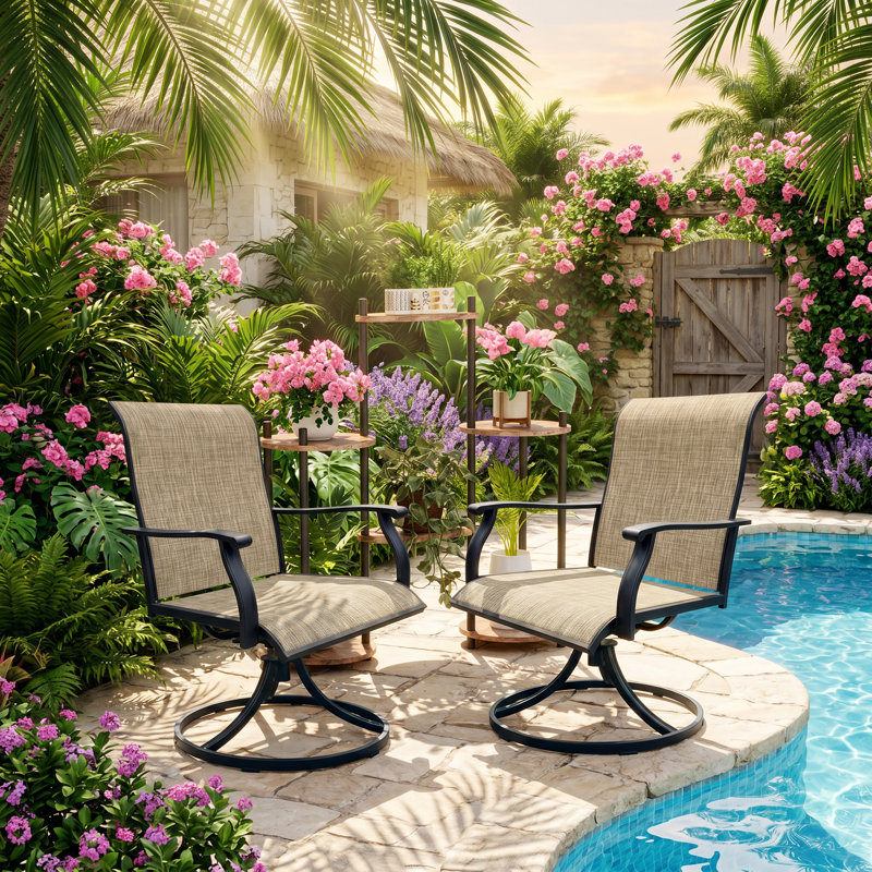 Ensemble de chaises de patio berçantes pivotantes l 29 po x P 23 po x H 39 po Burwell (ensemble de 2)