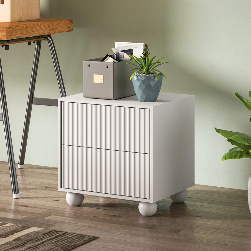 Table de chevet 2 tiroirs Ashford, Blanc