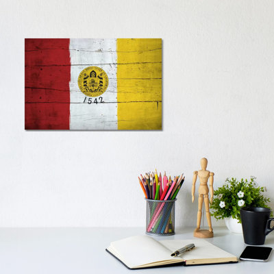 San Diego, California City Flag on Wood Planks 1 Piece Wrapped Canvas Painting
