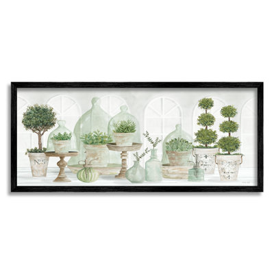 Parisian Plant Tabletop Green Leaves Traditional Cloches - Print on Wood