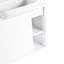 Meuble-lavabo mural moderne de 61 cm (24 po), lavabo en céramique blanche, charnières à fermeture douce, fini lustré, deux espaces de rangement ouverts. Meuble-lavabo blanc, porte fermée, emballage démontable.