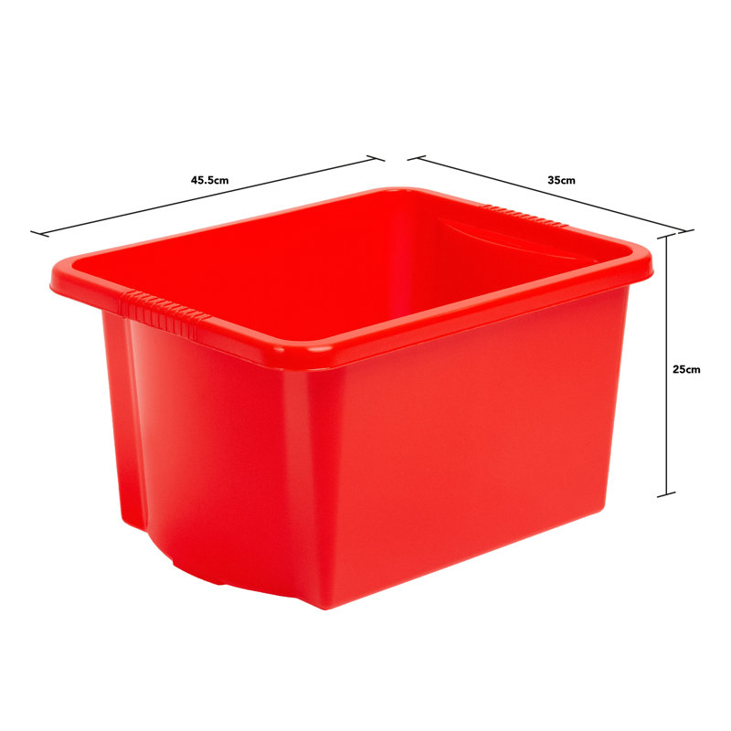 Wham 28L Stack & Store Plastic Organiser Box Pack of 3 Red