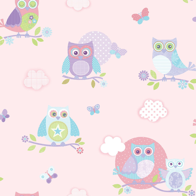 Farris 1000cm x 53cm Matte Wallpaper Roll, Pink/Purple/Green