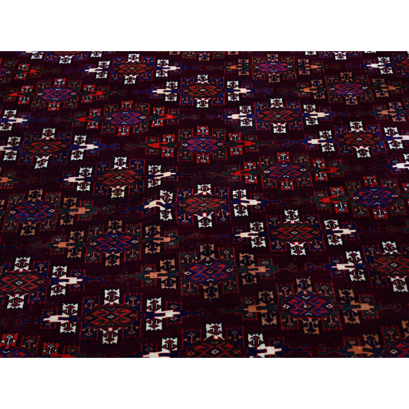 Tapis oriental rouge en laine noué à la main 6 pi 7 po x 9 pi 6 po - MOA10259624