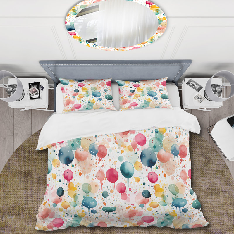 Ensemble de housse de couette Watercolor Dreams, Housse de couette simple + 1 taie décorative stan